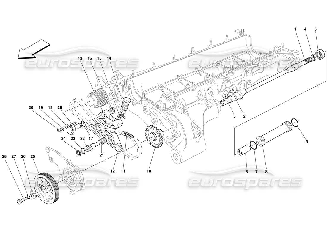 ferrari f50 pompe huile-eau - commandes schéma des pièces