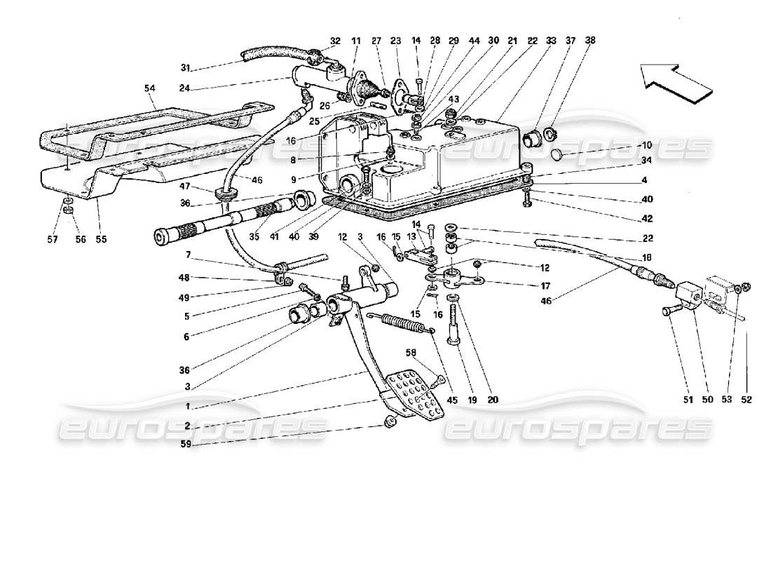 ferrari 512 m commande de libération d'embrayage - pas pour gd - schéma des pièces