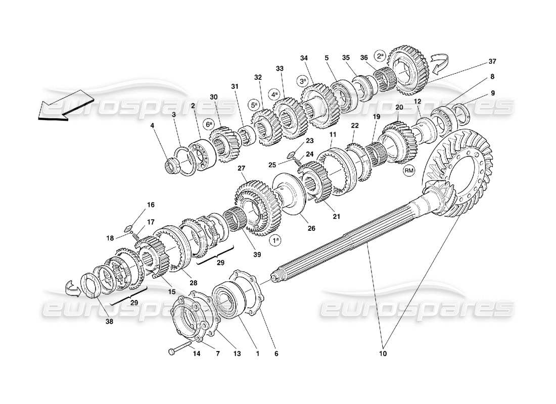 ferrari 550 maranello schéma des pièces des engrenages à arbre posé