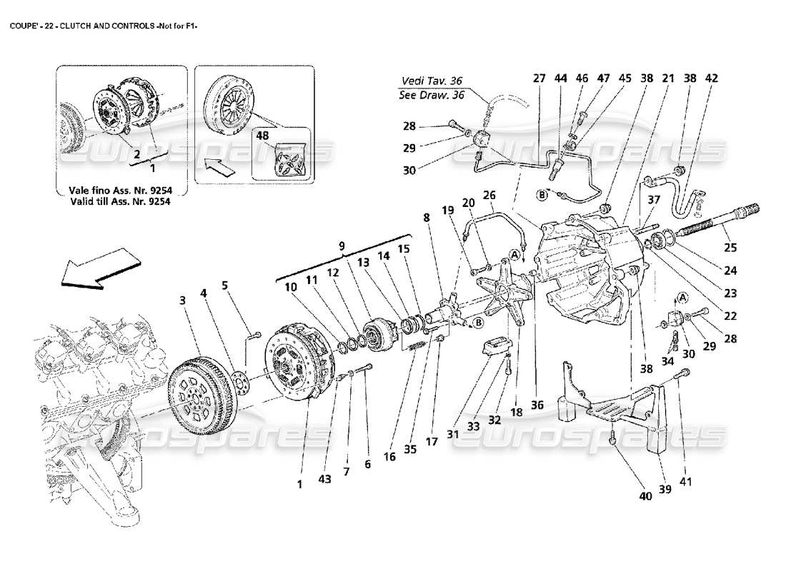 maserati 4200 coupe (2002) embrayage et commandes – pas pour f1 diagramme de pièce