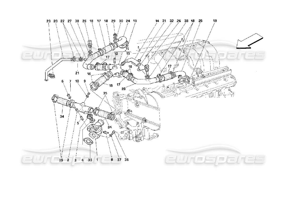 ferrari 512 m schéma des pièces de refroidissement du moteur