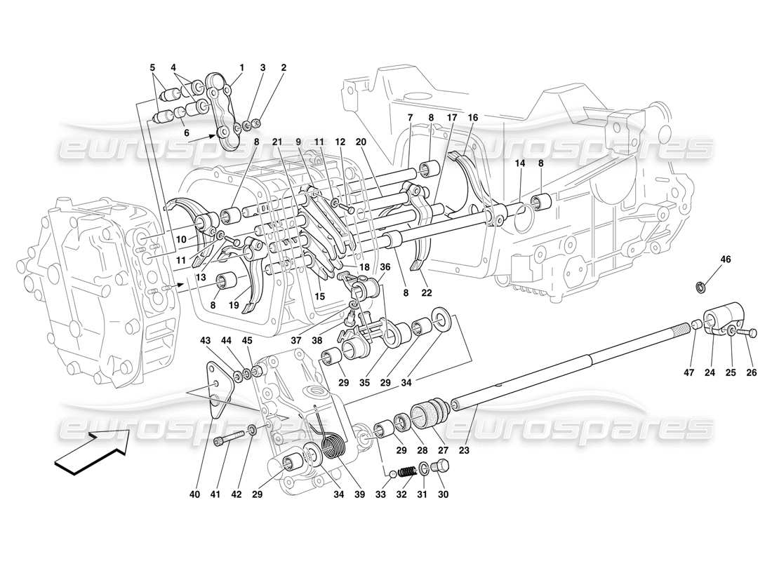 FERRARI F50 COMMANDES INTÉRIEURES DE LA BOÎTE DE VITESSES SCHÉMA DES PIÈCES ferrari f50 commandes intérieures de la boîte de vitesses schéma des pièces