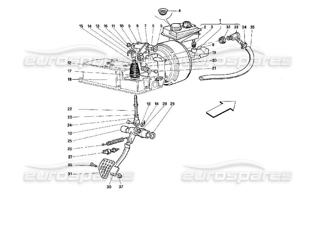 ferrari 512 m système hydraulique de freinage -valable pour gd- schéma des pièces