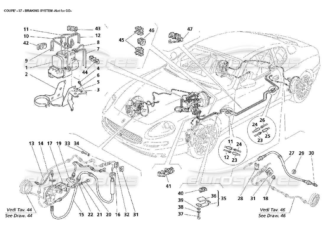 maserati 4200 coupe (2002) système de freinage – pas pour le diagramme de pièce gd.
