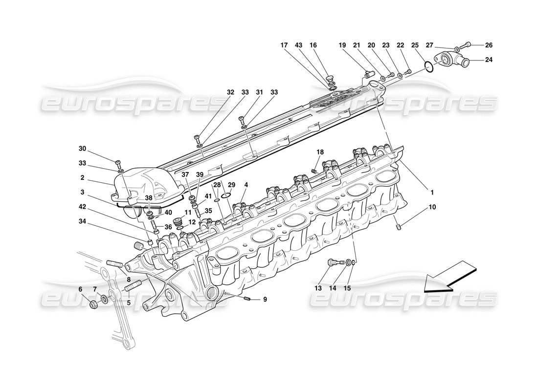 ferrari f50 schéma des pièces de la culasse droite