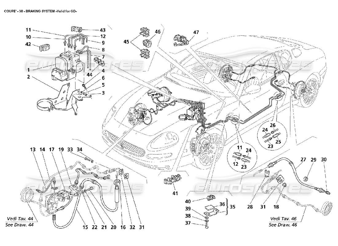maserati 4200 coupe (2002) système de freinage – valable pour le diagramme de pièce gd.