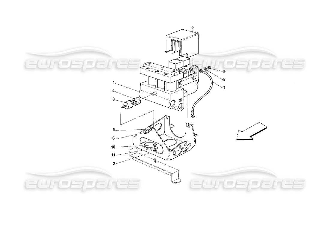 ferrari 512 m schéma des pièces de l'unité de commande hydraulique abs