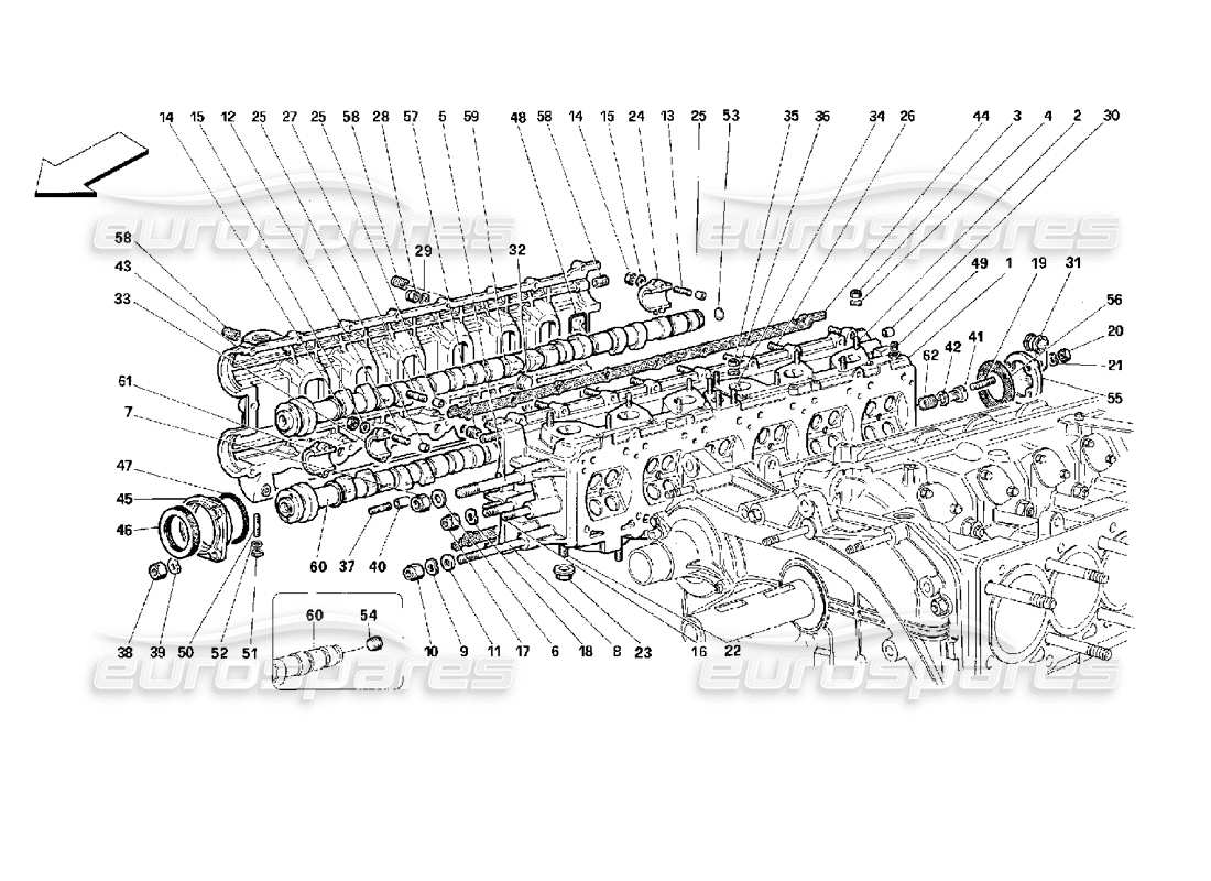 ferrari 512 m schéma des pièces de la culasse droite