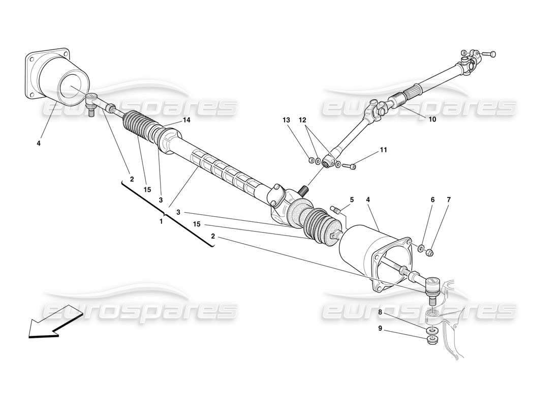 ferrari f50 boîte de direction et transmission cardanique schéma des pièces