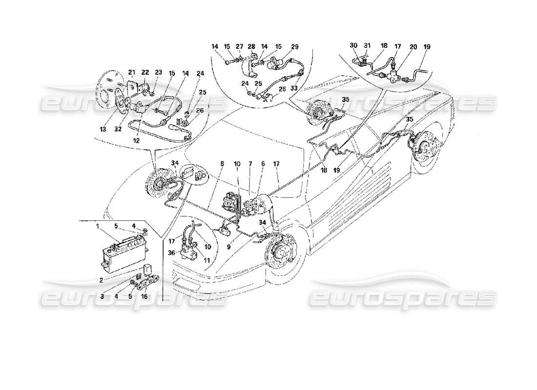 ferrari 512 m système de freinage schéma des pièces