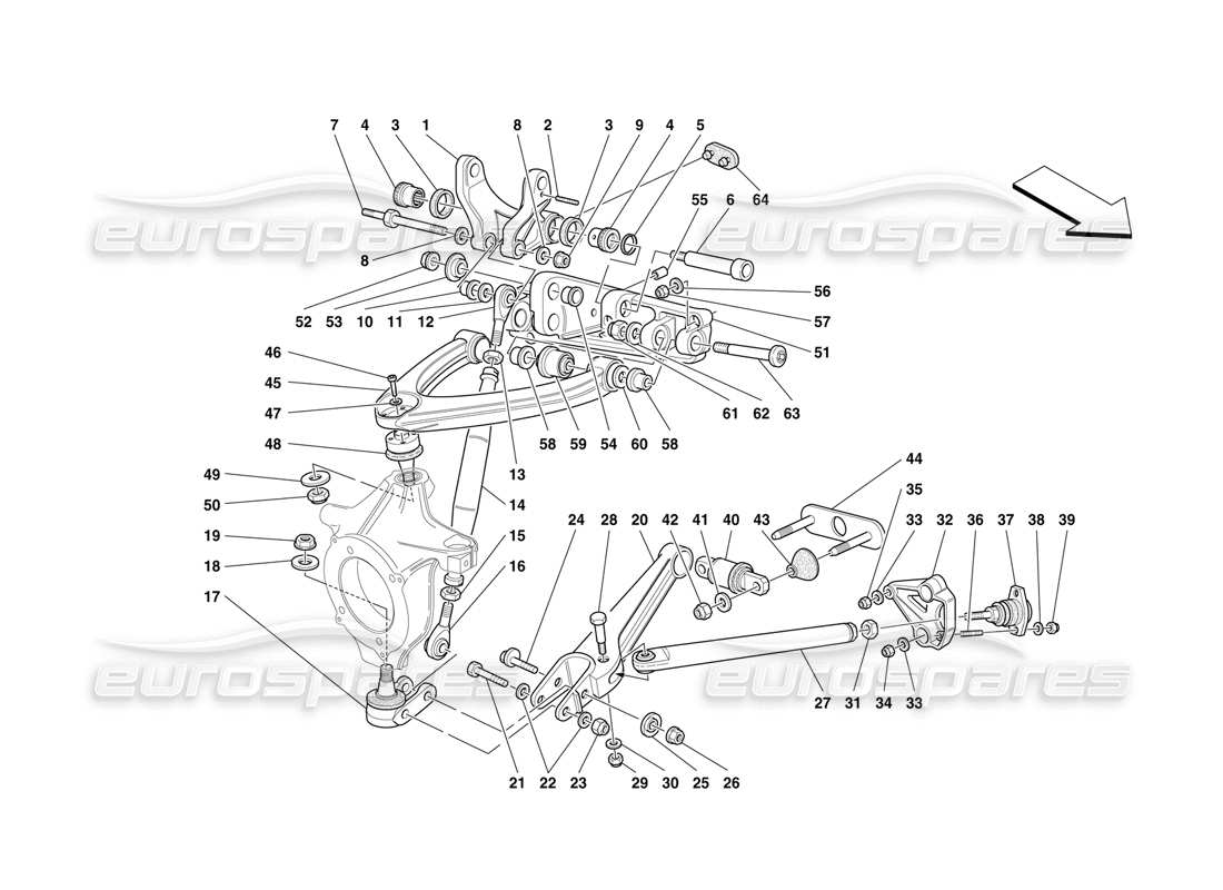 ferrari f50 suspension avant - triangles schéma des pièces