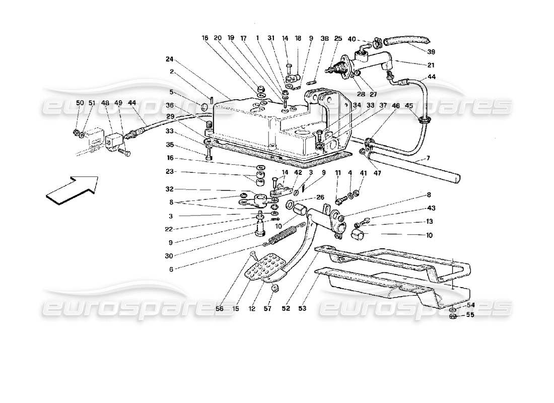 ferrari 512 m contrôle de libération clutch -valable pour gd- diagramme des pièces