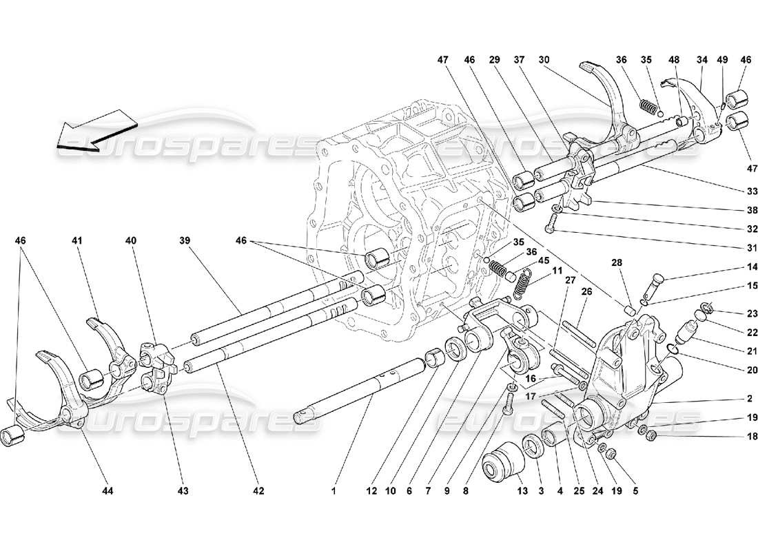 ferrari 550 maranello diagramme des pièces des commandes intérieures de la boîte de vitesses