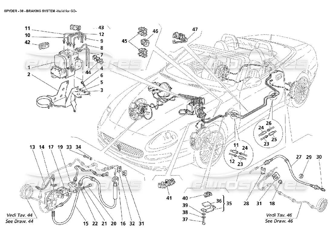 maserati 4200 spyder (2002) système de freinage – valable pour le diagramme de pièce gd.