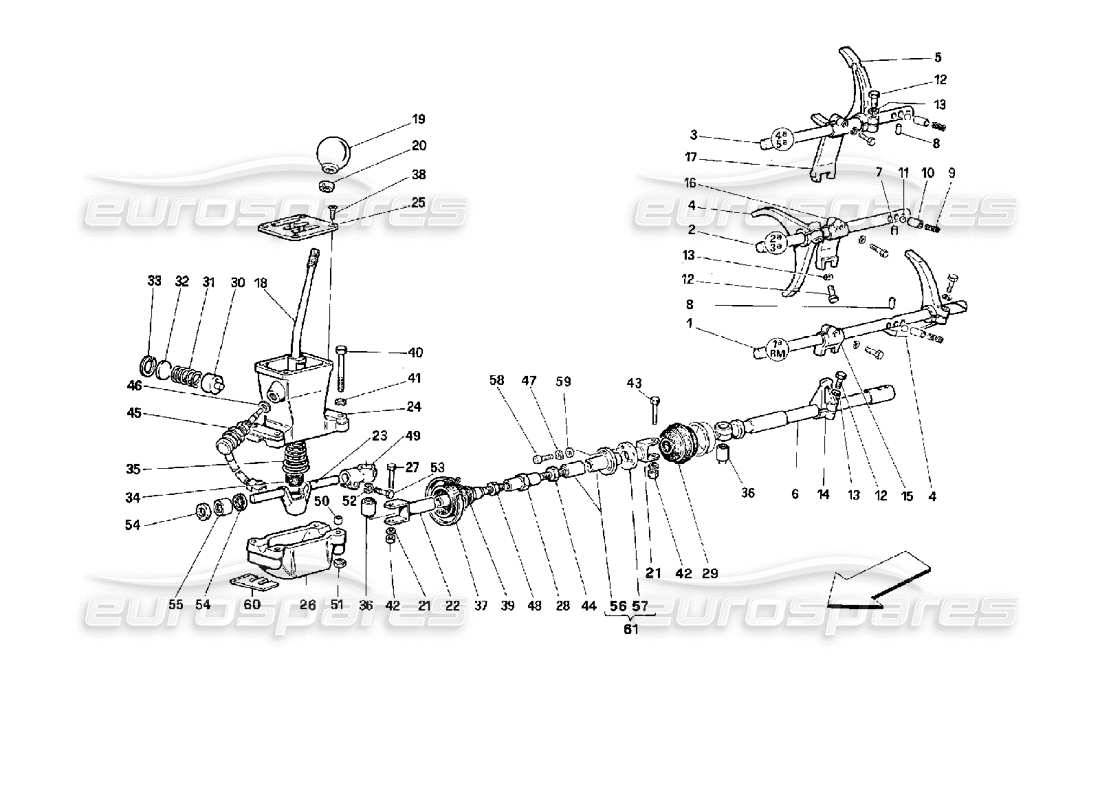 ferrari 512 m schéma des pièces des commandes de boîte de vitesses