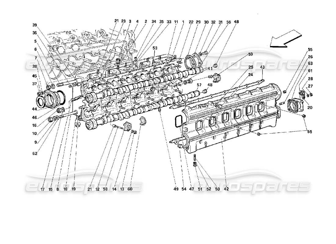 ferrari 512 m schéma des pièces de la culasse gauche