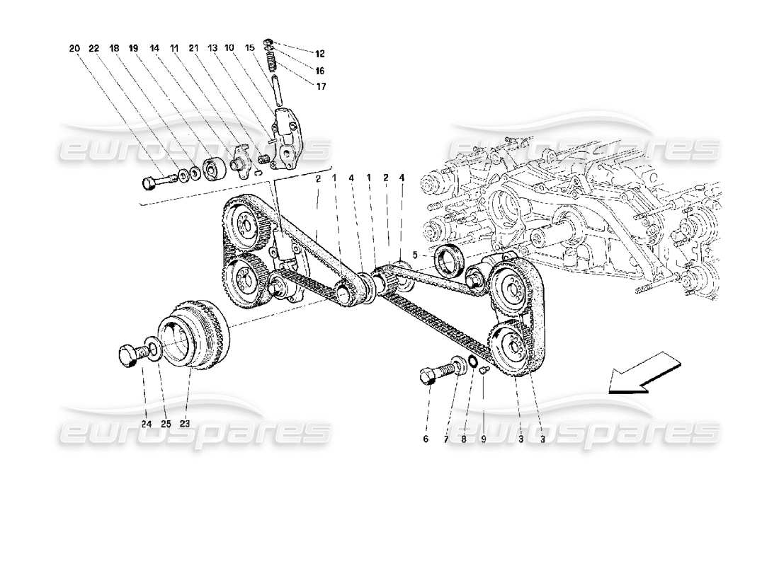 ferrari 512 m système de synchronisation - schéma des pièces des commandes