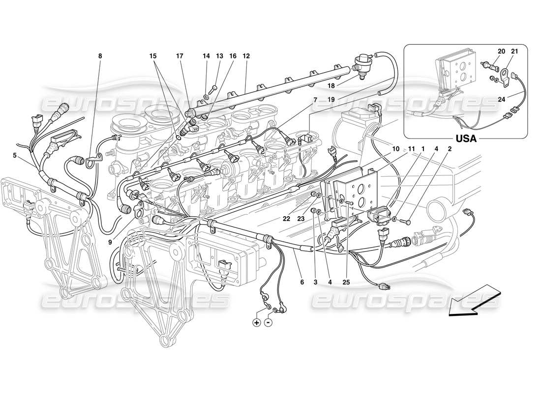 ferrari f50 dispositif d'injection schéma des pièces