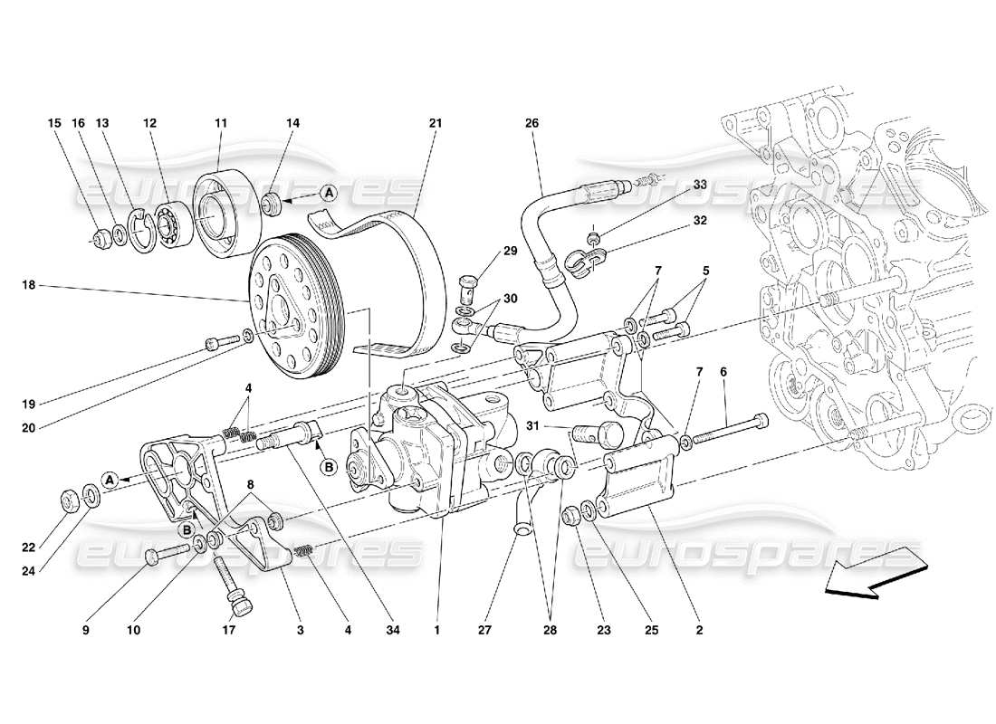 ferrari 456 m gt/m gta pompes de direction hydrauliques schéma des pièces