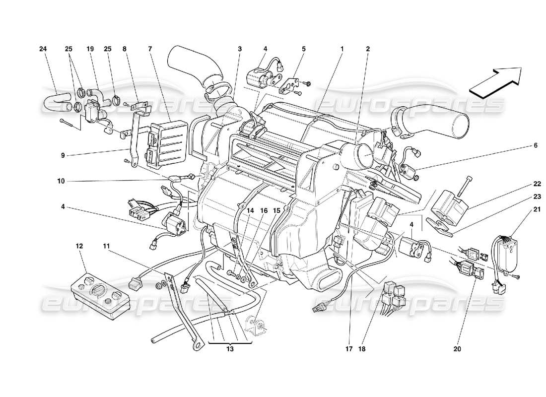 ferrari 456 m gt/m gta unité d'évaporateur et commandes schéma des pièces