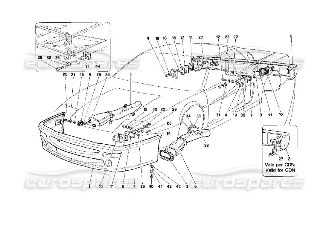 ferrari 512 m schéma des pièces des pare-chocs