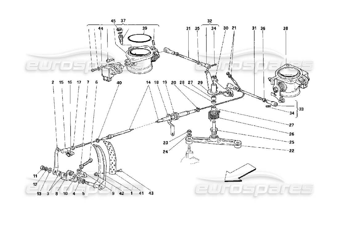 ferrari 512 m commande des gaz - pas pour gd - diagramme des pièces