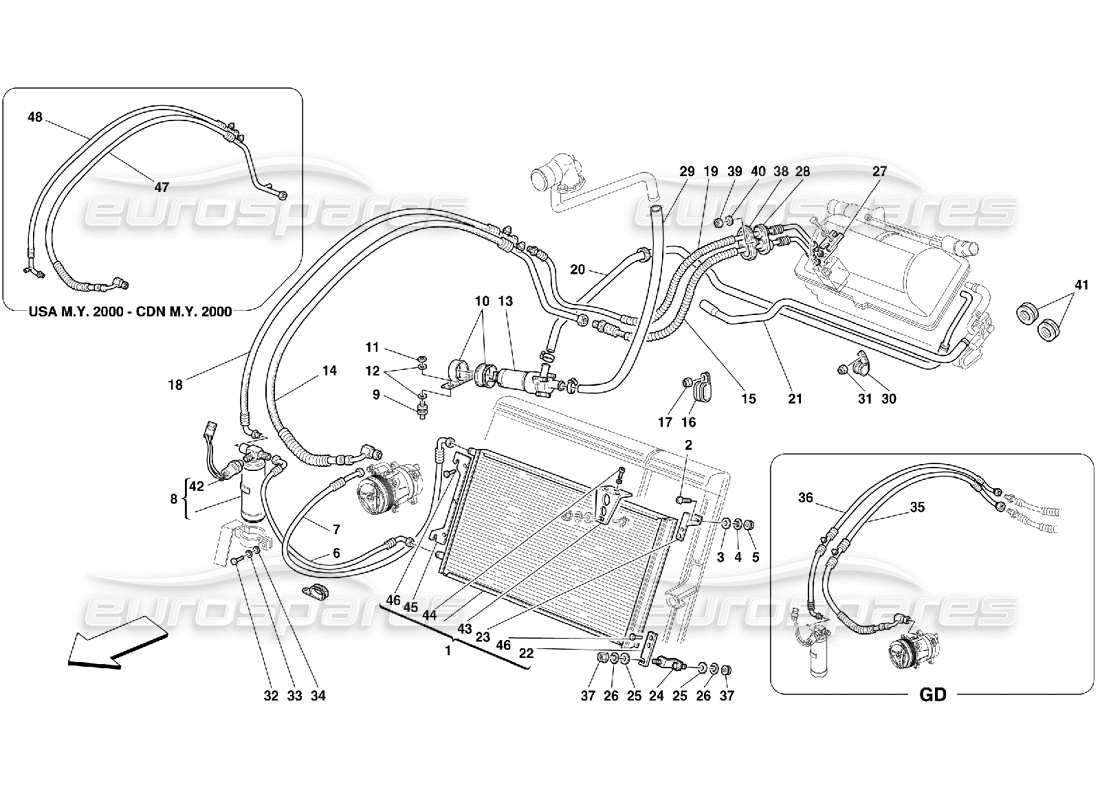ferrari 456 m gt/m gta système de conditionnement d'air schéma des pièces