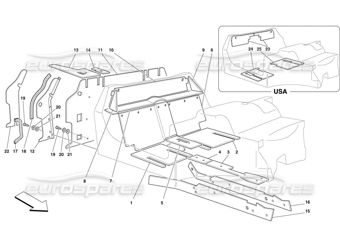 ferrari f50 isolations de l'habitacle schéma des pièces
