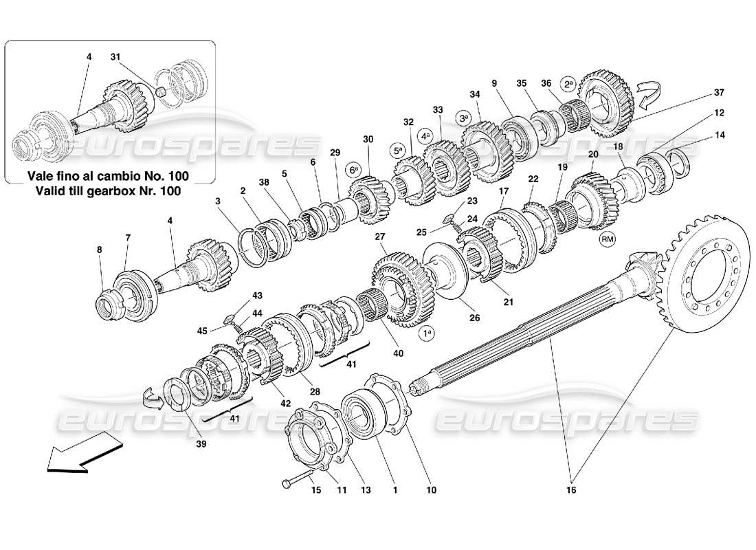 ferrari 456 m gt/m gta engrenages à arbre intermédiaire – pas pour 456m diagramme de pièces gta