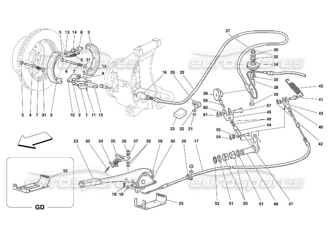 ferrari 456 m gt/m gta commande de frein à main - valide pour 456m gta schéma des pièces