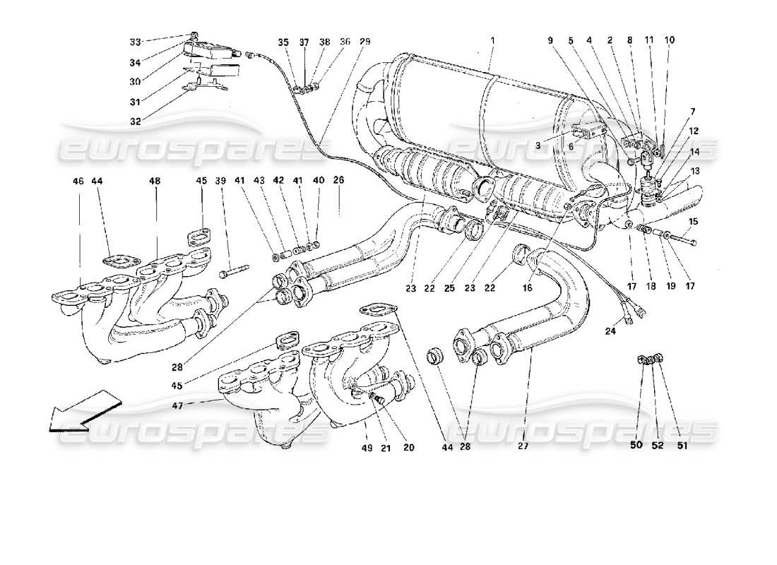 ferrari 512 m système d'échappement – ​​pas pour les états-unis, cdn, aus, ch – schéma des pièces