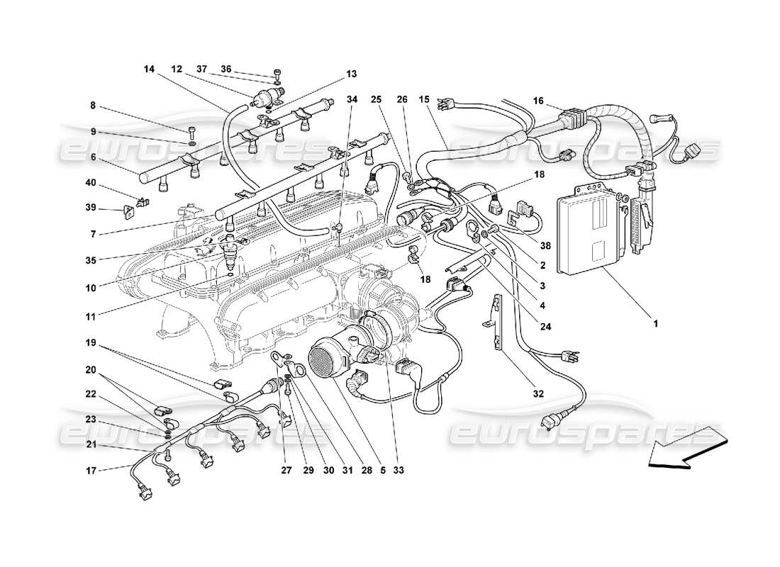 ferrari 550 maranello schéma des pièces du dispositif d'injection