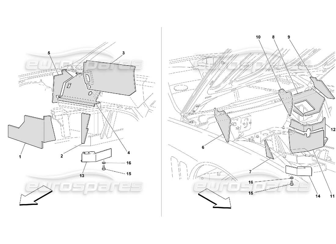 ferrari 550 maranello isolations ignifuges du compartiment moteur - ne convient pas au diagramme de pièce gd