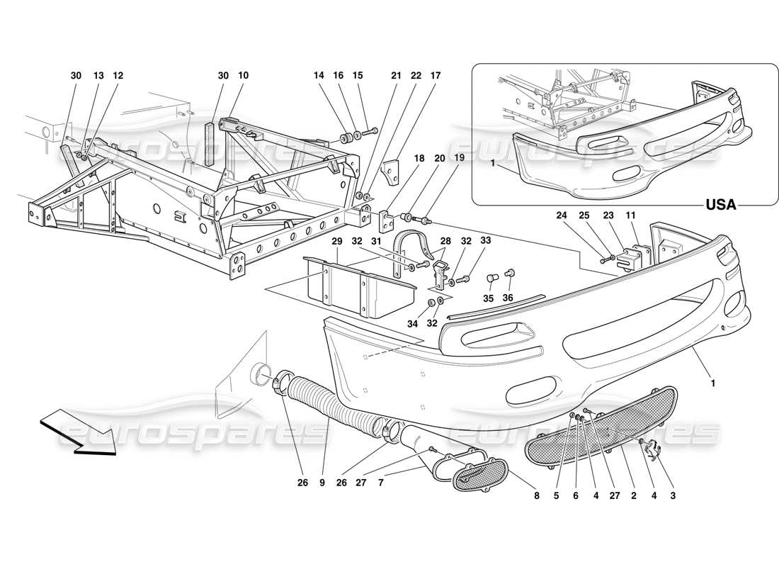 ferrari f50 cadre avant et pare-chocs schéma des pièces