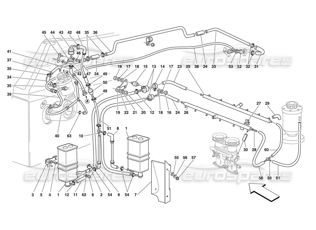 ferrari f50 dispositif anti-évaporation schéma des pièces