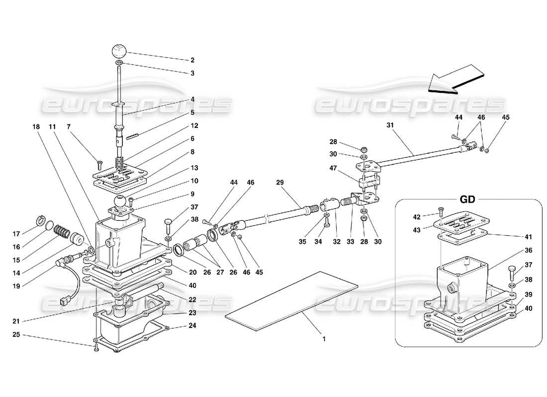 ferrari 456 m gt/m gta commandes extérieures de la boîte de vitesses – pas pour 456m diagramme de pièces gta