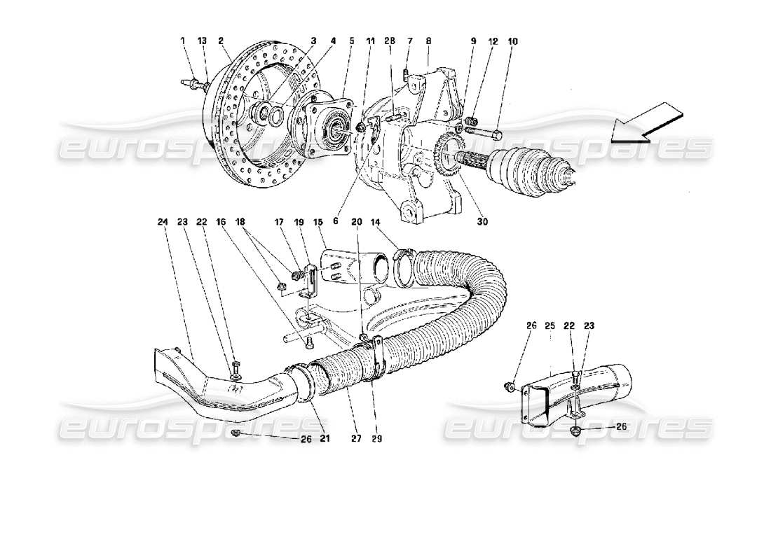 ferrari 512 m suspension arrière - schéma des pièces des disques de frein