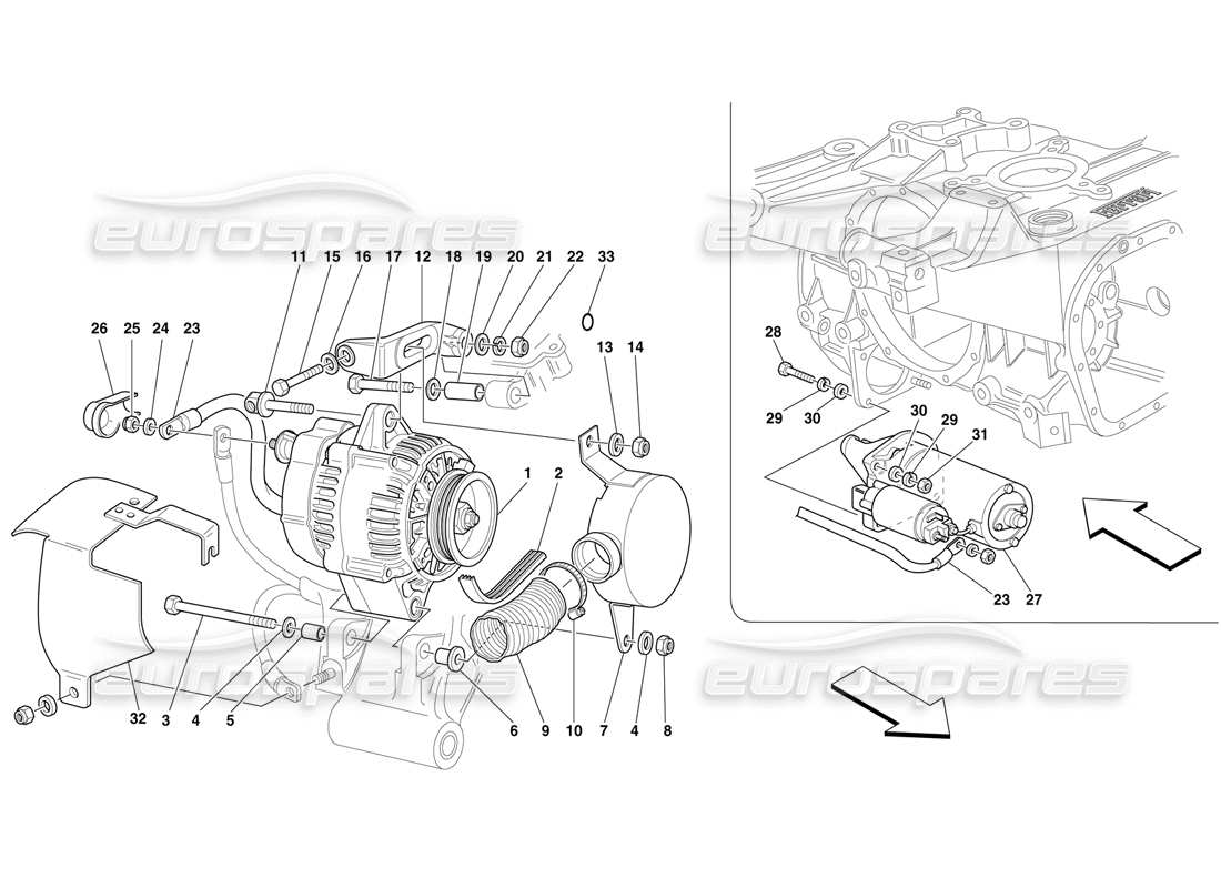 FERRARI F50 ALTERNATEUR ET DÉMARREUR SCHÉMA DES PIÈCES ferrari f50 alternateur et démarreur schéma des pièces