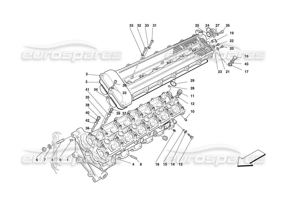 ferrari f50 schéma des pièces de la culasse gauche