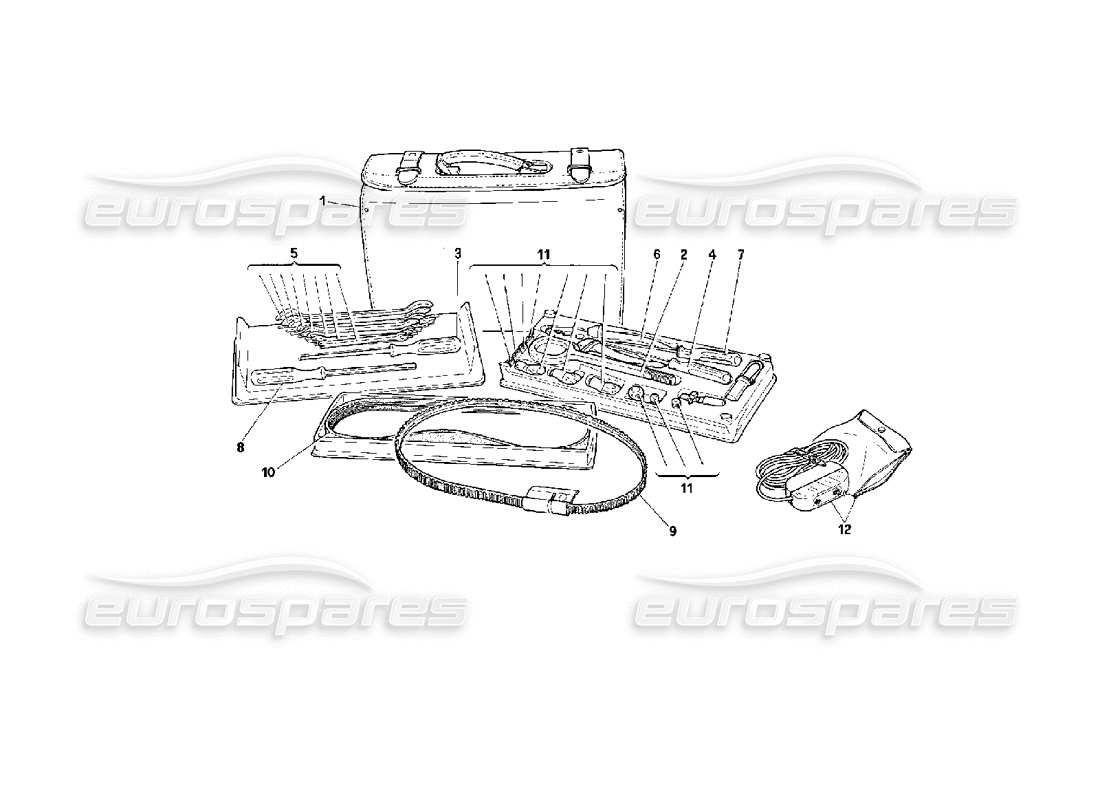 ferrari 512 m trousse à outils et équipement schéma des pièces