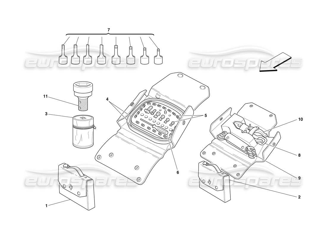 ferrari f50 équipement d'outils schéma des pièces