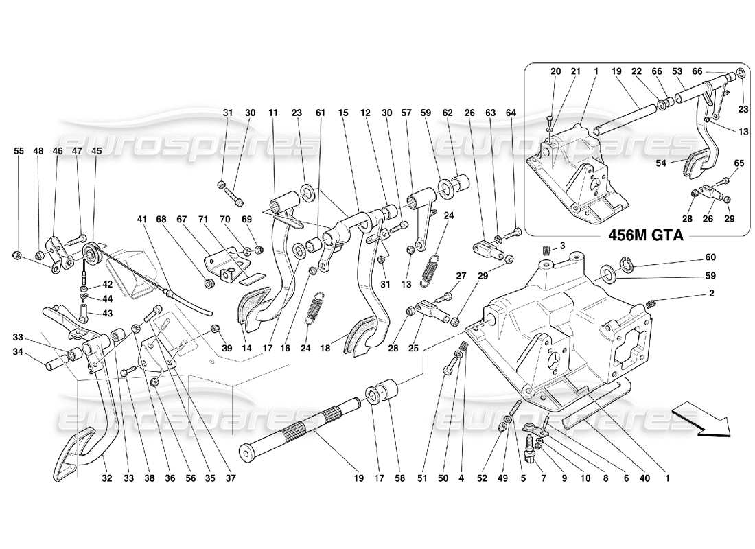 ferrari 456 m gt/m gta pédales et commande d'accélérateur - valable pour le diagramme de pièce gd