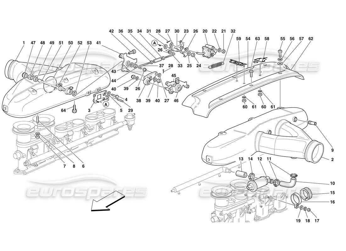 ferrari f50 boîtes à air et commandes schéma des pièces