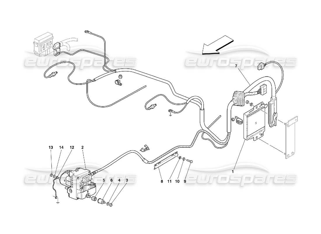 ferrari 456 m gt/m gta schéma des pièces de l'unité de commande et de l'équipement hydraulique pour le système abs