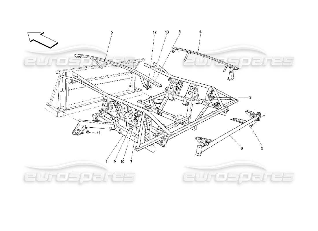 ferrari 512 m cadre arrière schéma des pièces