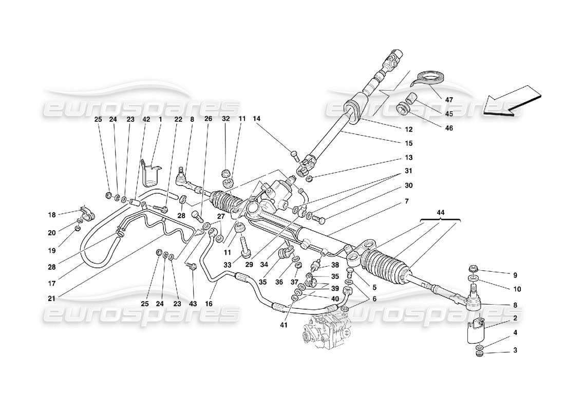 ferrari 456 m gt/m gta boîte de direction hydraulique et serpentine – valable pour le schéma de pièces gd