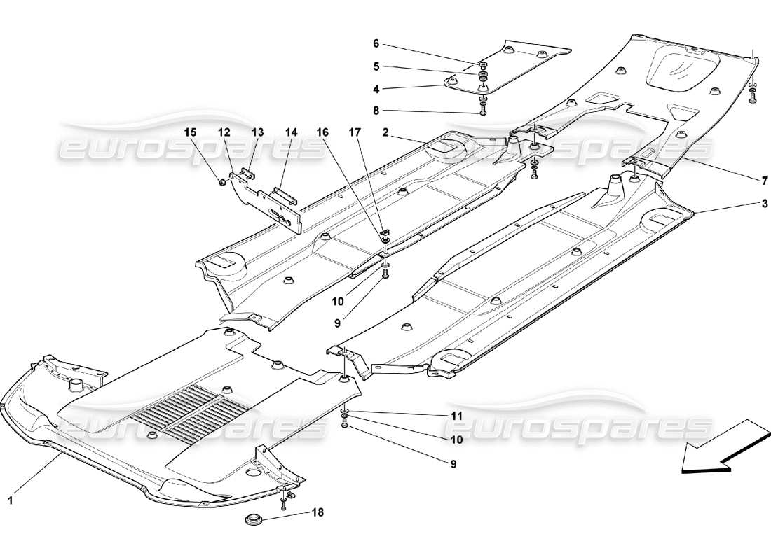 ferrari 550 maranello schéma des pièces du bac à plancher plat