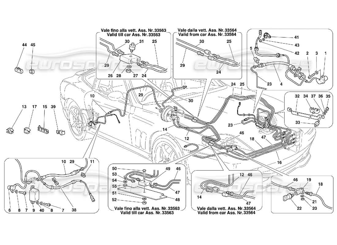 ferrari 550 maranello système de freinage – valable pour le diagramme de pièce gd.