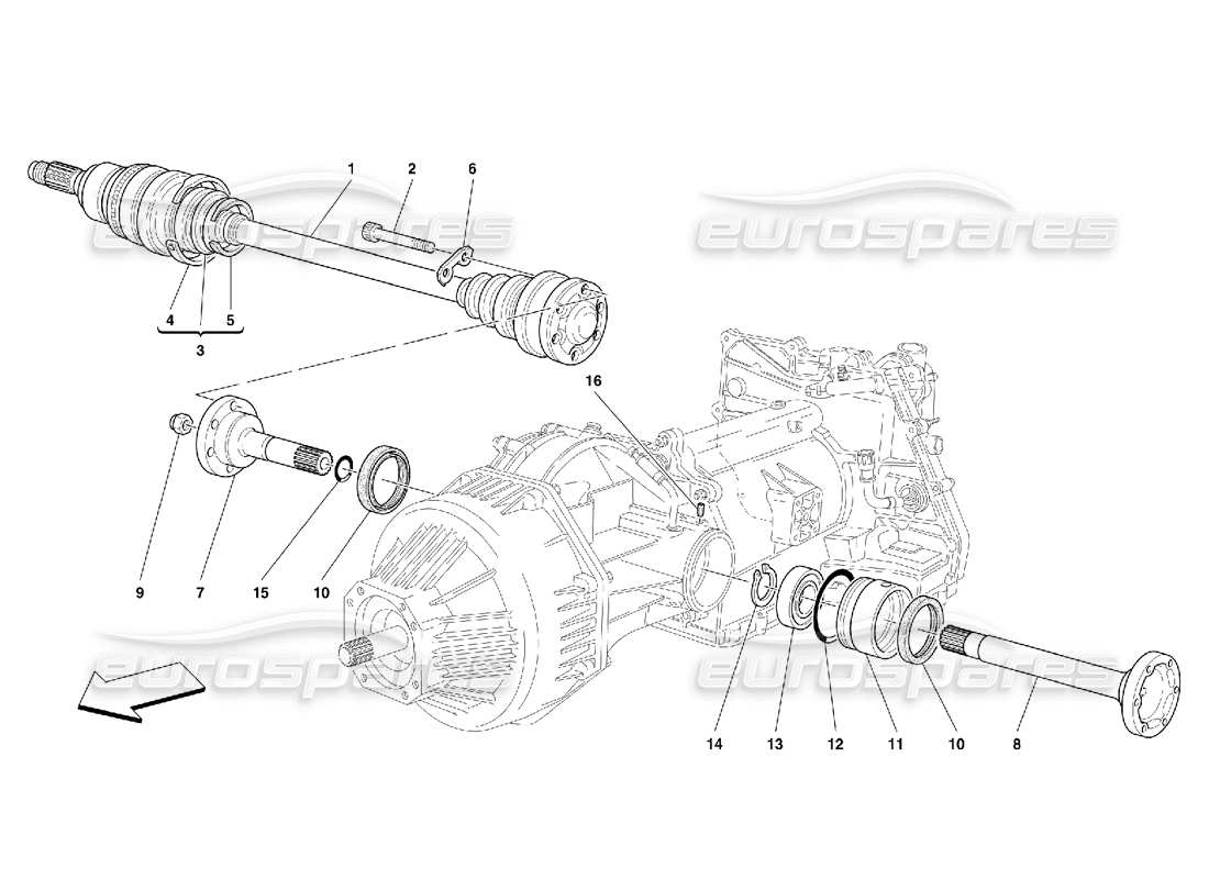ferrari 456 m gt/m gta brides et arbre d'essieu - valable pour 456m diagramme de pièces gta