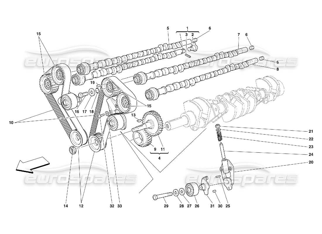 ferrari 456 m gt/m gta synchronisation - diagramme des pièces de commandes